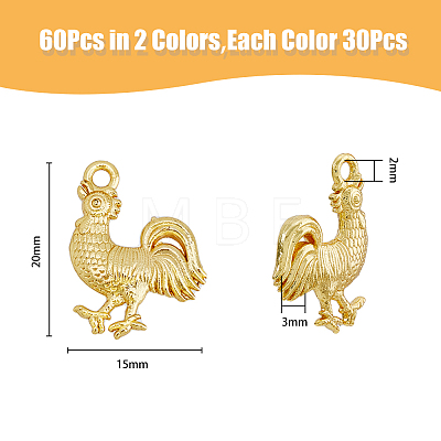 60Pcs 2 Colors Alloy Pendants FIND-DC0003-01-1