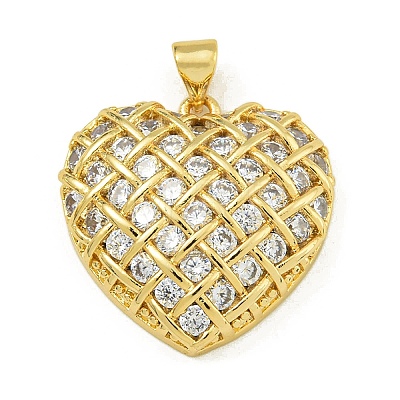 Rack Plating Brass Pave Cubic Zirconia Pendants KK-U029-08G-01-1