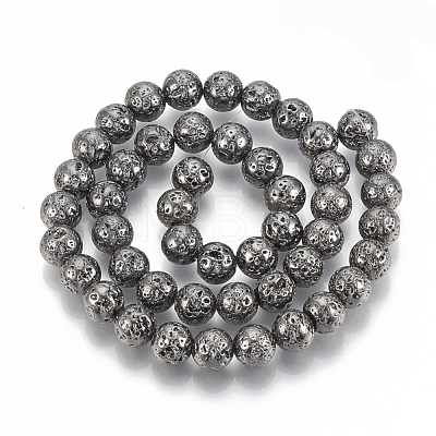 Electroplated Natural Lava Rock Beads Strands G-T061-55D-10mm-1