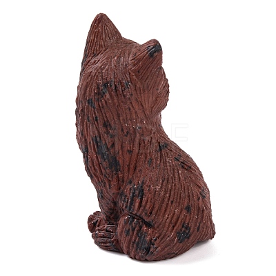 Natural Mahogany Obsidian Carved Fox Figurines Statues for Home Office Desktop Feng Shui Ornament G-Q172-14B-1