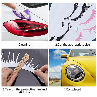 SUPERFINDINGS 6 Sets 3 Colors PVC Eyelashes & Lips Car Decorative Stickers DIY-FH0006-46-1