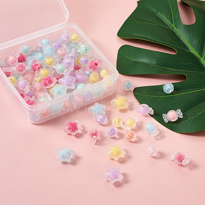 Beadthoven 120Pcs 3 Style Transparent Acrylic Beads TACR-BT0001-03-1