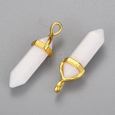 Natural White Jade Bullet Double Terminated Pointed Pendants X-G-G902-B24-1