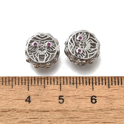 Brass Micro Pave Magenta Cubic Zirconia Beads KK-M318-44P-02-1