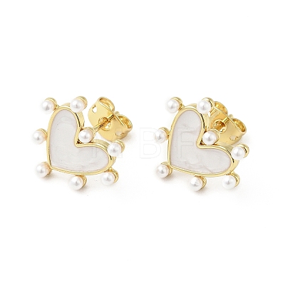Rack Plating Brass Enamel Stud Earrings for Women X-EJEW-G311-02G-1