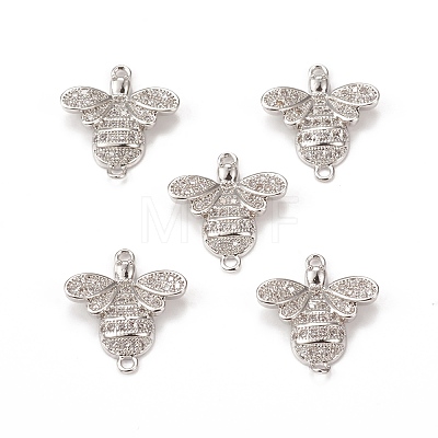 Brass Micro Pave Cubic Zirconia Connector Charms KK-E068-VB363-1