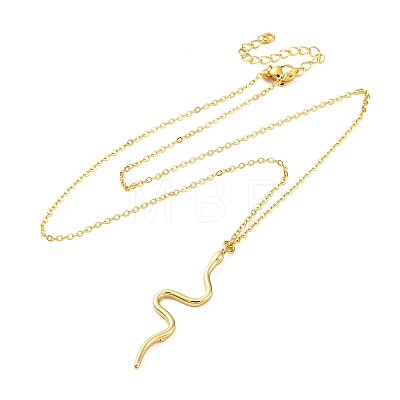 Brass Snake Pendant Cable Chain Necklaces for Women NJEW-S438-01B-G-1