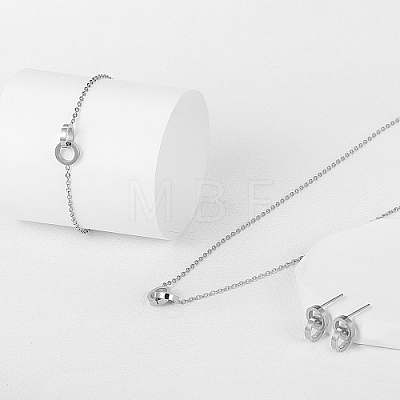 Stainless Steel Double Interlocking Ring Jewelry Set JG9167-1-1