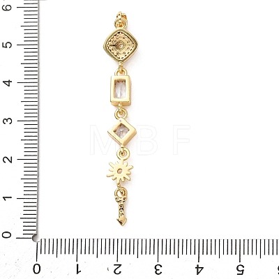 Tassel Brass Micro Pave Clear Cubic Zirconia Big Pendants KK-L271-01G-12-1