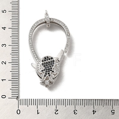 Rack Plating Brass Micro Pave Cubic Zirconia Lobster Claw Clasps KK-K275-11P-1