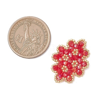 Woven Glass Beaded Connector Charms PALLOY-MZ01201-1