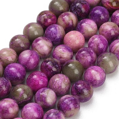 Dyed Natural White JadeImitation Charoite Smooth Round Beads Strands GG-CBA3334-A01-10mm-1