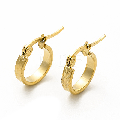 201 Stainless Steel Grooved Arrow Hoop Earrings with 304 Stainless Steel Pin for Women EJEW-M214-15D-G-1