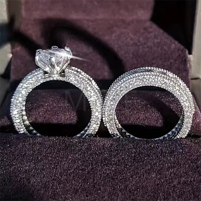 2Pcs Alloy with Crystal Rhinestone Finger Rings for Couple FS-WG6A3A8-02-1