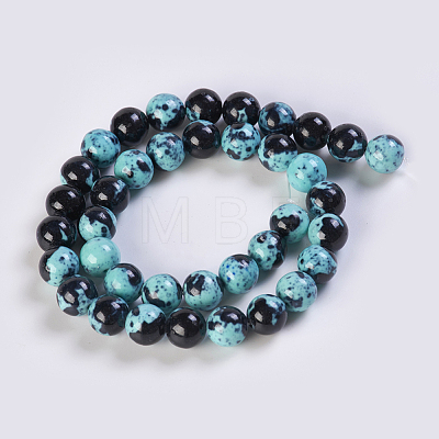 Natural Ocean White Jade/Rain Flower Stone Beads Strands G-K254-A03-1