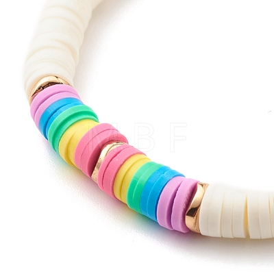 Synthetic Hematite & Polymer Clay Heishi Beads Stretch Bracelets Set BJEW-JB07429-01-1