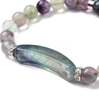 Natural Fluorite Beads Charm Bracelets BJEW-K164-B12-1