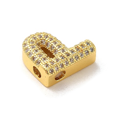 Brass Micro Pave Clear Cubic Zirconia Charms ZIRC-C009-01G-P-1