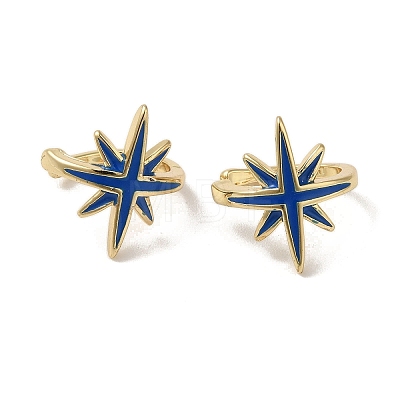 Rack Plating Brass Enamel Star Cuff Earrings for Women EJEW-C097-20G-1