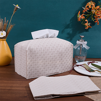 Crossed Textured Imitation Leather Tissue Boxes CON-WH0095-208A-1