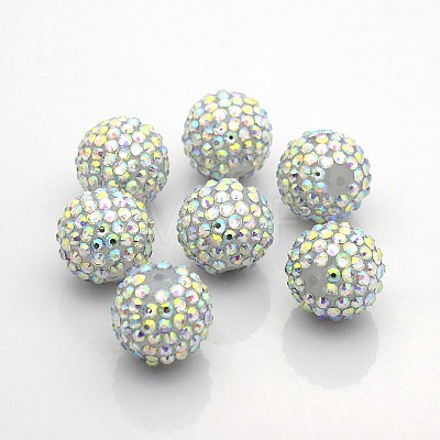 Chunky Resin Rhinestone Bubblegum Ball Beads RESI-S255-20mm-GB1-1