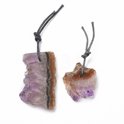 Rough Raw Natural Amethyst Slice Pendants G-K324-02-1