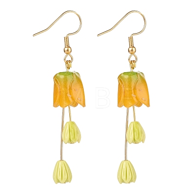 Plastic 3D Flower Long Dangle Earrings EJEW-JE04936-02-1