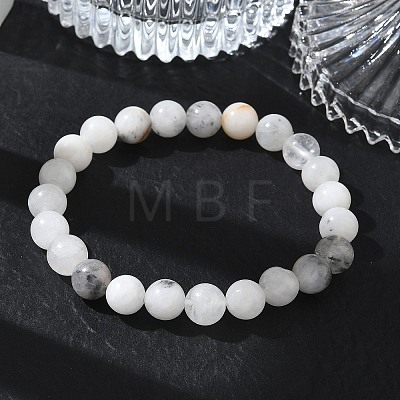 Natural Tourmalinated Quartz Round Beaded Stretch Bracelets GG-CBA12F1-02A-11-1