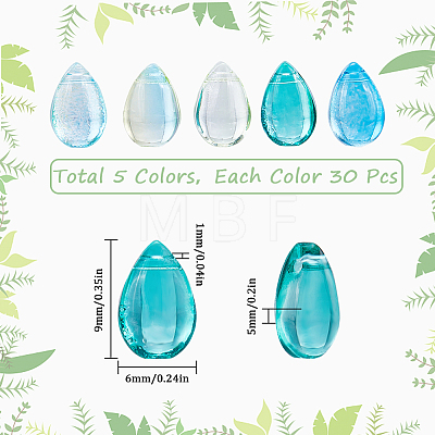 SUNNYCLUE 150Pcs 5 Color Transparent Glass Beads GGLA-SC0001-58-1