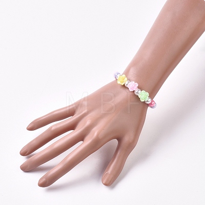 Kids Acrylic Beaded Stretch Bracelets BJEW-JB04837-M-1