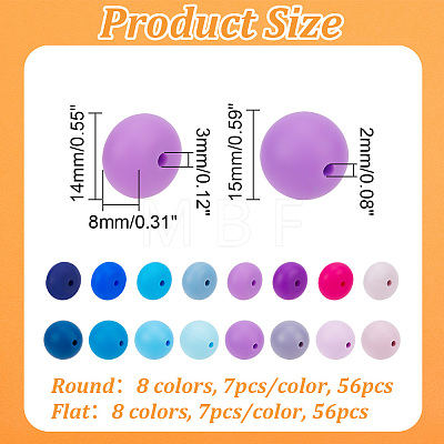 112Pcs 16 Style Food Grade Eco-Friendly Silicone Beads SIL-GO0001-01-1