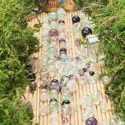 340Pcs 4 Style Natural Fluorite Beads G-LS0001-49-1