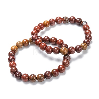 Natural Carnelian Stretch Beaded Bracelets G-A185-01K-1