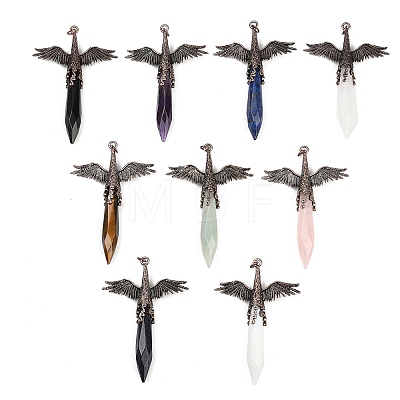 Natural & Synthetic Mixed Stone Faceted Pointed Bullet Shaped Big Pendants G-T145-01R-1