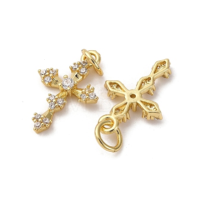 Brass Micro Pave Cubic Zirconia Pendants KK-P308-25G-1