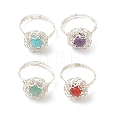 4Pcs 4 Styles Gemstone Finger Rings RJEW-TA00235-02-1