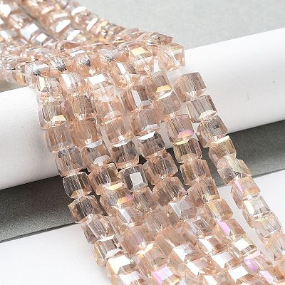 Electroplate Glass Beads Strands EGLA-D018-6x6mm-75-1