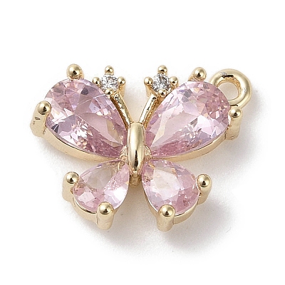 Brass Micro Pave Cubic Zirconia Charms X-KK-G491-28G-03-1