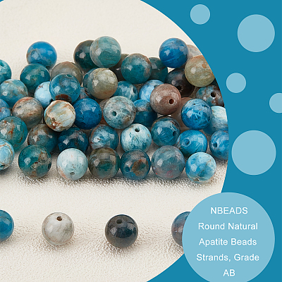  Round Natural Apatite Beads Strands G-NB0003-83-1