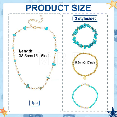 Synthetic Turquoise Jewelry Earring & Necklace & Bracelet Sets SJEW-PH0001-19-1