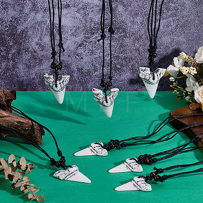 24Pcs Resin Tooth Shape Pendant Necklaces NJEW-GA0001-19-1