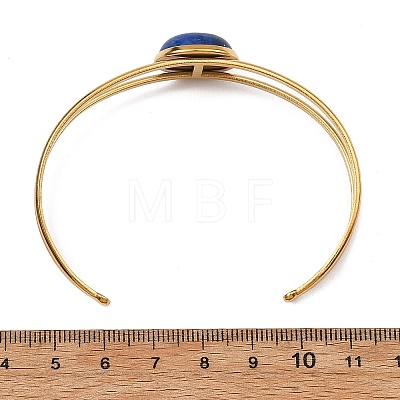 304 Stainless Steel & Natural Gemstone Cuff Bracelets for Women BJEW-JB14123-02-1