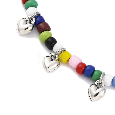 Bohemian Round Glass Seed Beaded Anklets for Women AJEW-AN00669-1