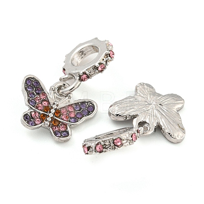 Rack Plating Alloy Pave Colorful Rhinestone Insect European Dangle Charms FIND-B034-14P-03-1