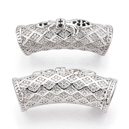 Brass Micro Pave Cubic Zirconia Tube Beads ZIRC-T004-60P-1
