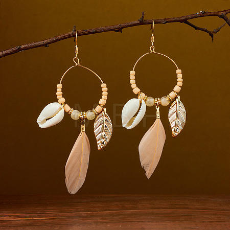 Ring with Leaf Zinc Alloy Acrylic Dangle Earrings FS-WGF3871-05-1