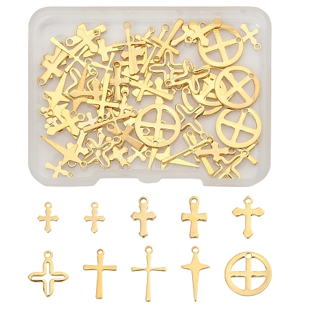 60Pcs 10 Styles 201 and 304 Stainless Steel Pendants STAS-FS0001-90-1