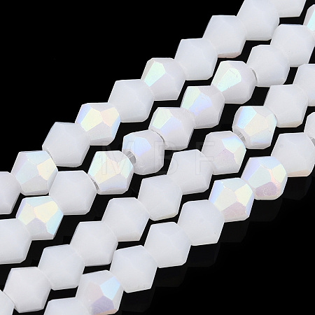 Imitation Jade Bicone Frosted Glass Bead Strands EGLA-A039-J4mm-MB06-1