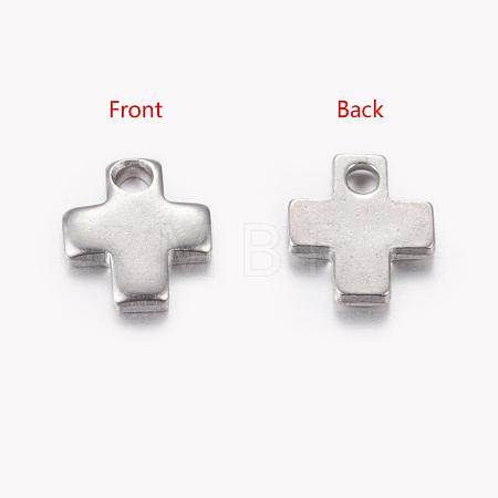 Tarnish Resistant Original Color Stamping Blank Tag Tiny Cross Charms X-STAS-Q072-1