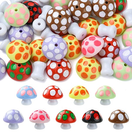 40Pcs 2 Styles Opaque Acrylic Beads MACR-CJ0002-49-1